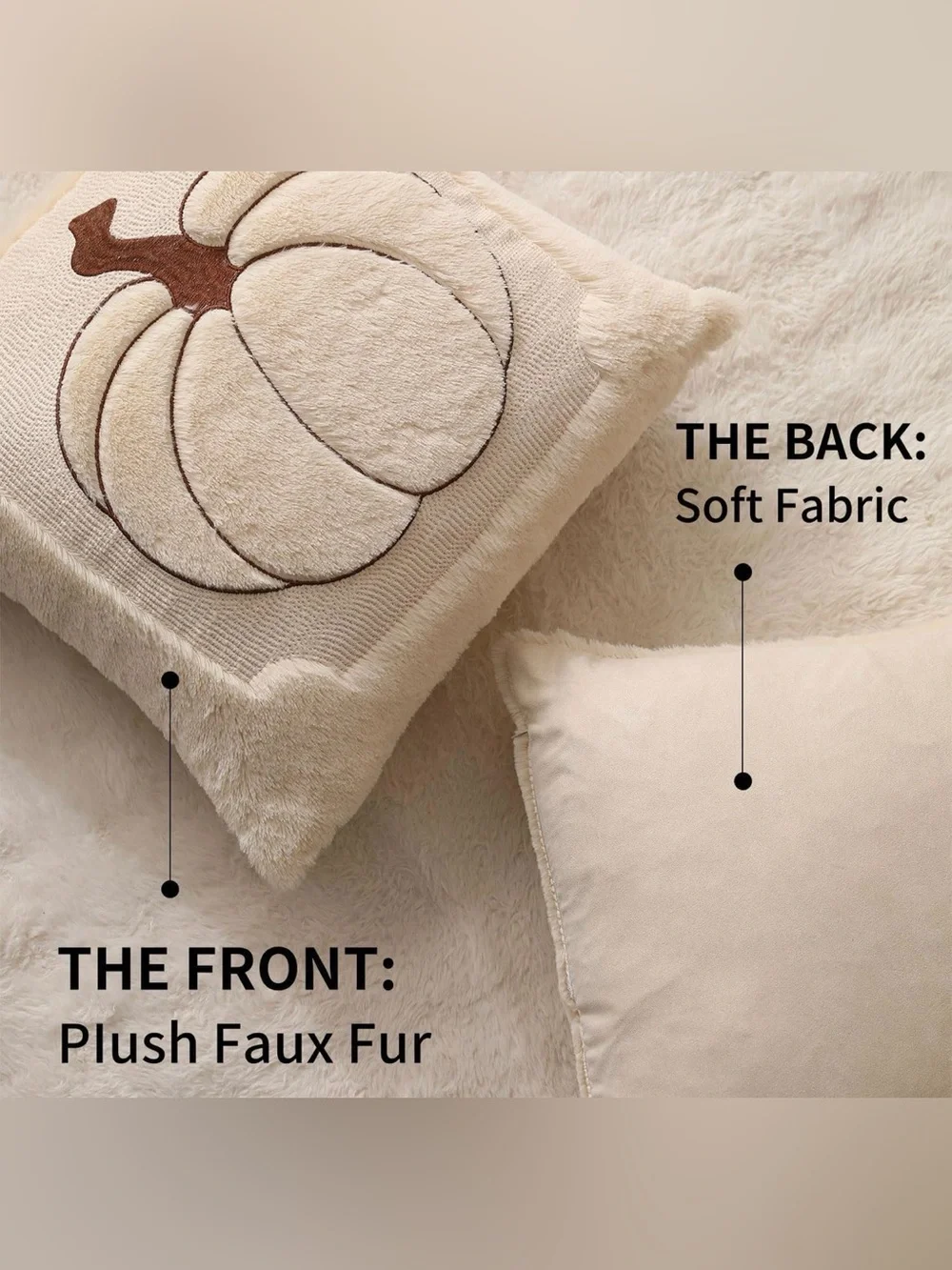 NWT Fall Pillow Covers 18x18 2 Pack Beige Pumpkin